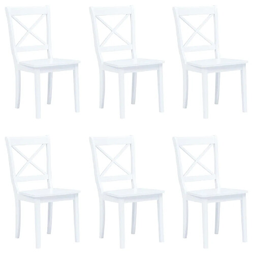 Decoshop26 Lot de 6 chaises de salle à manger cuisine design classique blanc bois d'hévéa massif CDS022151