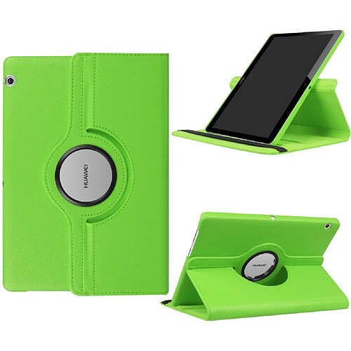 Etui en PU support rotatif 360 degrés texture litchi tablette vert pour votre Huawei MediaPad T3 10