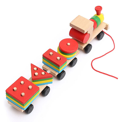 Universal Bois Solide Empilement Train Enfants Blocs Jouets Plaisirs Véhicules Plaques Jeux Jouets éducatifs pour les enfants Cadeaux d'anniversaire | Modèles Outils de construction Ensembles