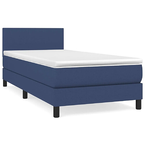 Maison Chic Lit adulte- Lit + matelas,Sommier à lattes de lit avec matelas Bleu 90x190 cm Tissu -GKD18277