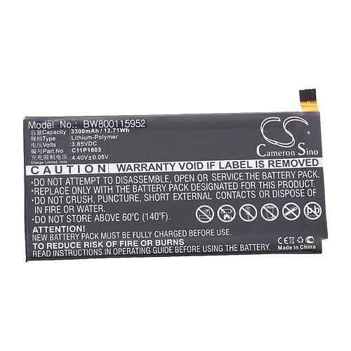 vhbw Li-Polymère batterie 3300mAh (3.85V) pour téléphone portable mobil smartphone comme Asus C11P1603