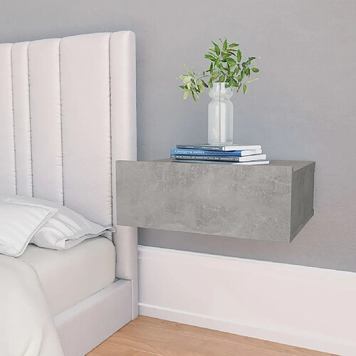 Maison Chic Table de chevet,Table de Nuit,Meuble de Rangement flottante Gris béton 40x30x15 cm Aggloméré