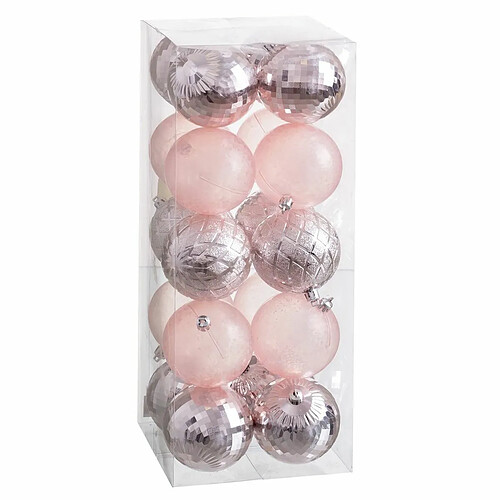 BigBuy Christmas Boules de Noël Rose 8 x 8 x 8 cm (20 Unités)