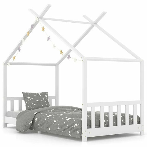 Maison Chic Lit d'Enfant Chambre - Cadre de lit pour enfant Blanc Bois de pin massif 90 x 200 cm -MN44295