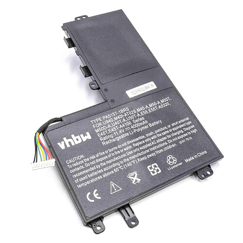 vhbw Batterie compatible avec Toshiba Satellite U50t-A100, U50t-A-100, U50T-A-109 ordinateur portable Notebook (4000mAh, 11,4V, Li-polymère)