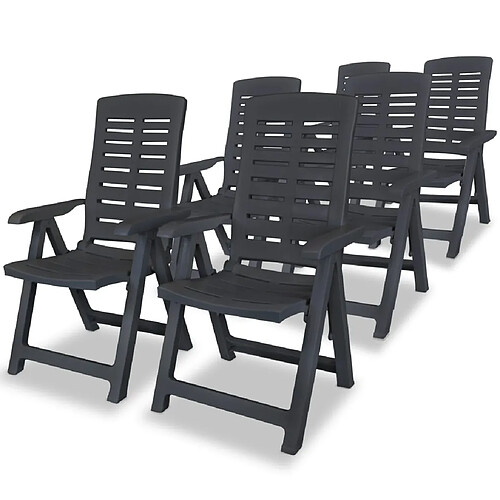 vidaXL Chaises inclinables de jardin lot de 6 Plastique Anthracite