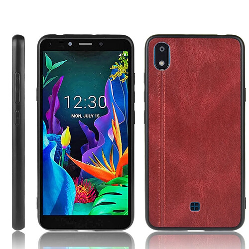 Wewoo Coque Pour LG K20 2019 Antichoc Couture Vache Motif Peau PC + PU + TPU Cas Rouge