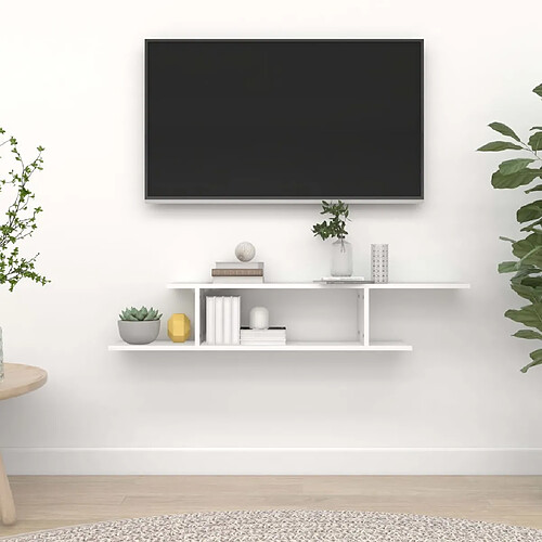 vidaXL Étagère TV murale Blanc 125x18x23 cm Bois d’ingénierie