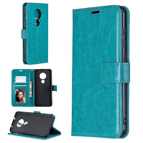 Wewoo Housse Coque Etui à rabat horizontal pour Nokia 6.2 / 7.2 Texture Crazy Horse avec porte-cartes et & Portefeuille et cadre photo Bleu