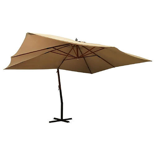 Helloshop26 Parasol meuble de jardin en porte-à-fau x avec mât en bois 400 x 300 cm taupe 02_0008626