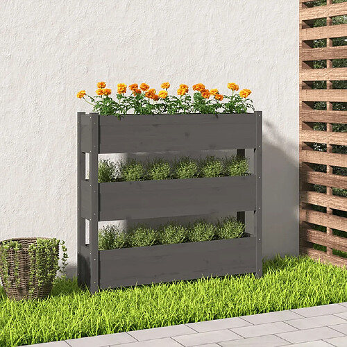 vidaXL Jardinière Gris 112x25x104,5 cm Bois massif de pin