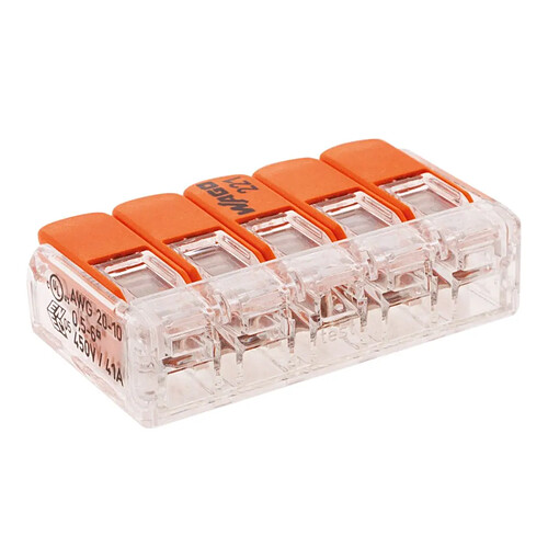 Borne de raccordement S221 Compact - Connexion rapide - 5 conducteurs avec leviers 4mm² - orange - Wago