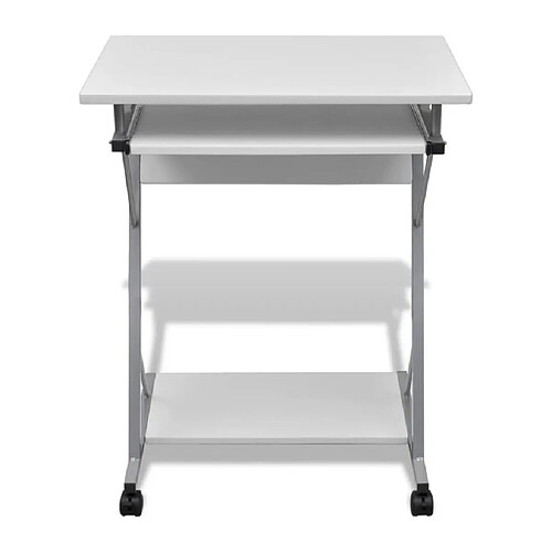 Maison Chic Bureau d'ordinateur solide,Table de travail compact avec plateau à clavier Blanc -GKD82273