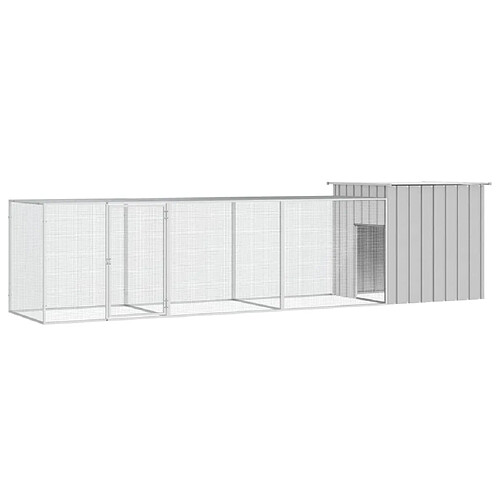 vidaXL Cage pour poules Gris 400x91x100 cm Acier galvanisé