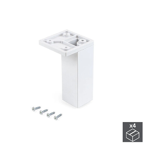 Emuca Pied pour meubles, coin, réglable 100 - 110 mm, Plastique, Blanc, 4 u.