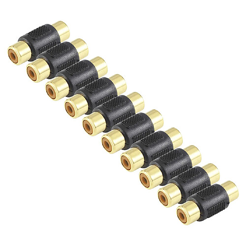 10pcs Femelle Rca Femelle à L'or Coupleur Plaqué Noir