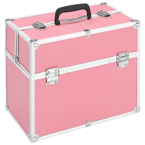 vidaXL Mallette à maquillage 37x24x35 cm Rose Aluminium