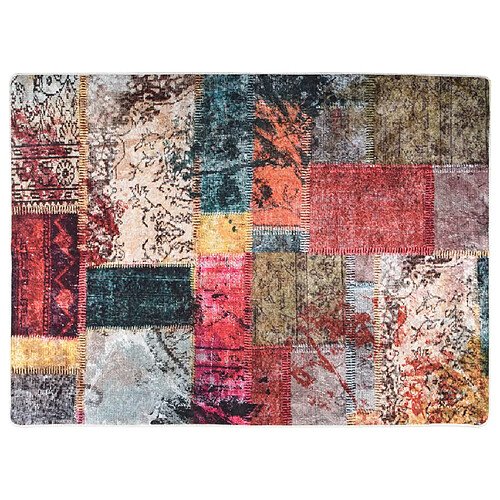 vidaXL Tapis lavable antidérapant Patchwork 120x180 cm multicolore