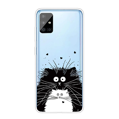 Coque en TPU impression de motifs sylish chats noirs et blancs pour votre Samsung Galaxy A51 SM-A515