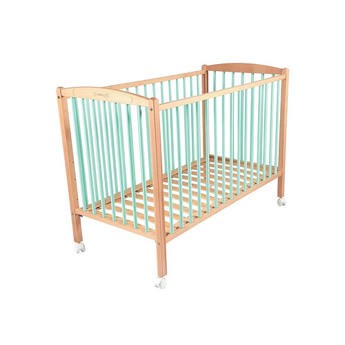 Combelle Lit Arthur 70x140 avec roulettes Hybride Vert mint