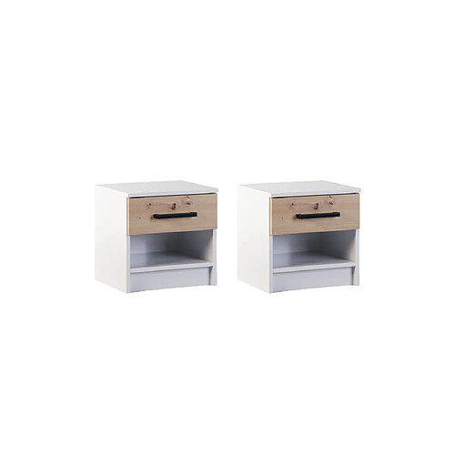 Bestmobilier Hayato - lot de 2 tables de chevet - bois et blanc - 40 cm