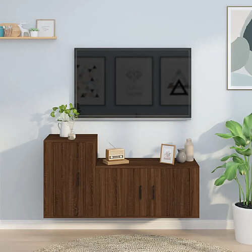 vidaXL Ensemble de meubles TV 2 pcs Chêne marron Bois d'ingénierie