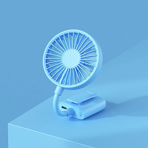 (Bleu) Chapeau Réglable de Petit Ventilateur Portatif Extérieur de Clipon Portatif d'Usb Trois Vitesses