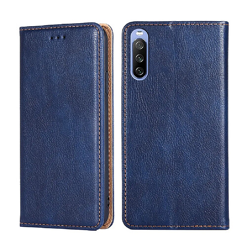 Etui en PU + TPU magnétique, auto-absorbé, anti-rayures avec support bleu pour votre Sony Xperia 10 III 5G/Xperia 10 III Lite