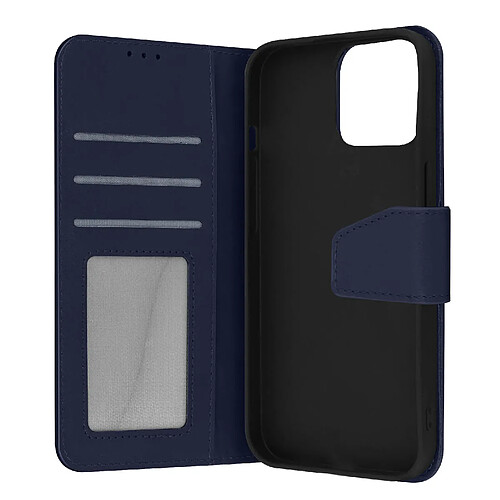 Avizar Housse iPhone 13 Pro Cuir premium Porte-carte Fonction support Vidéo bleu nuit