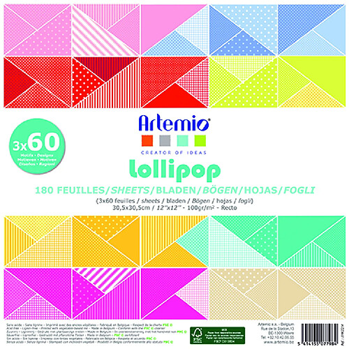 Bloc papier 30 cm Lollipop 180 feuilles - Artémio