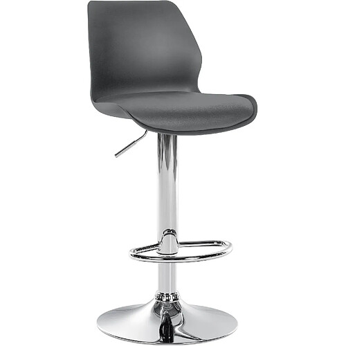 Decoshop26 Tabouret de bar x1 avec repose-pieds hauteur réglable pivotant en PVC et plastique gris et métal 10_0004905