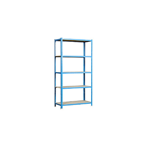 Simonrack Etagère 5 niveaux 750 Kg L. 1000 x Ht. 2000 x P. 500 mm KIT MADERCLICK PLUS 5/500 BLEU/BOIS - 448100025201055 - Simonclick