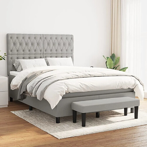 Maison Chic Lit Adulte - Lit simple Lit à sommier tapissier avec matelas moelleux - Meuble de Chambre - Gris clair 140x190cm Tissu -MN34533