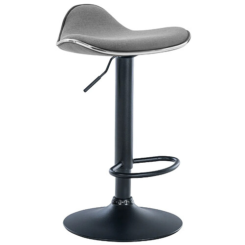 Decoshop26 Tabouret de bar x1 assise ergonomique en tissu gris clair pied en trompette en métal noir 10_0005392