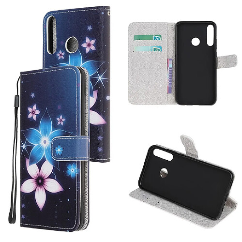 Etui en PU impression de motif texture croisée avec sangle fleur pour votre Huawei P40 Lite E/Y7p