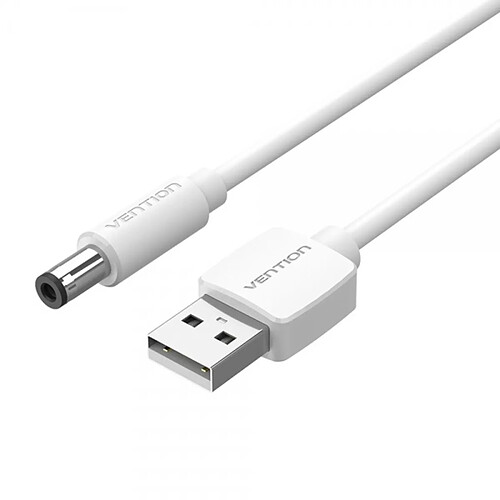 Câble d'alimentation Vention USB-A mâle vers DC 5,5 mm mâle - 0,5 m - Couleur blanche