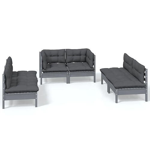 Maison Chic Salon de jardin 6 pcs + coussins - Mobilier/Meubles de jardin - Table et chaises d'extérieur Bois de pin massif -MN10234