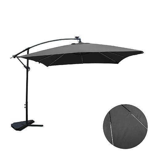 Concept Usine Parasol LED déporté carré 3x3m gris SOLENZARA NEON