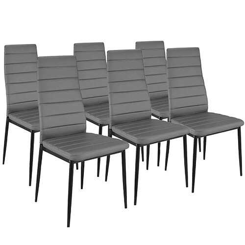 Idmarket Lot de 6 chaises ROMANE grises pour salle à manger