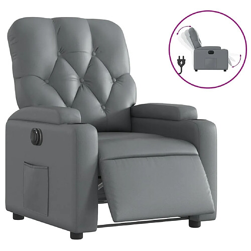 Maison Chic Fauteuil Relax pour salon, Fauteuil inclinable électrique Gris Similicuir -GKD55457