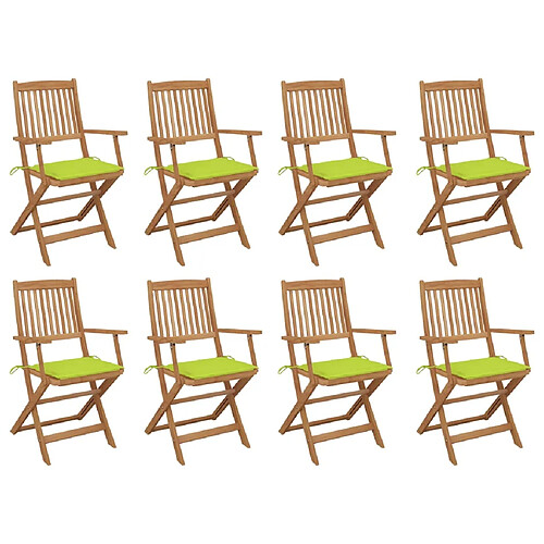 vidaXL Chaises pliables d'extérieur et coussins lot de 8 Bois d'acacia