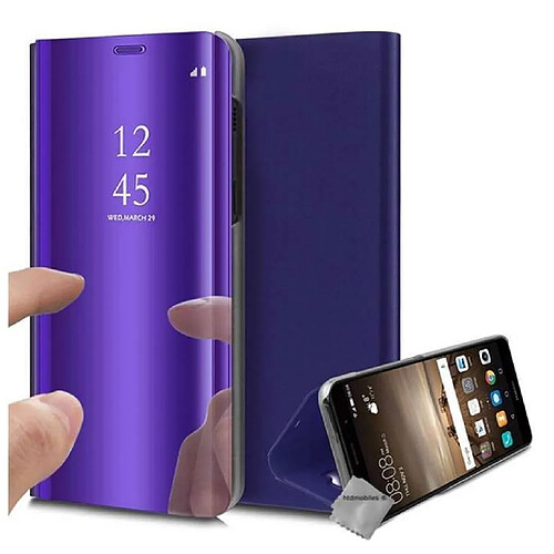 Htdmobiles Housse etui portefeuille clear view pour Samsung Galaxy A40 + verre trempe - MAUVE