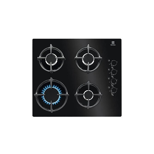 Electrolux Kgg6407k - Table De Cuisson Gaz - 4 Foyers - L 59 X P 51 Cm - 7800 W - Revetement Verre - Noir