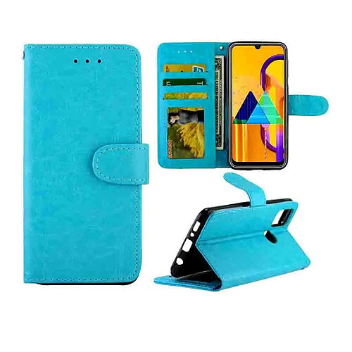 Wewoo Housse Coque Pour Galaxy M30s Crazy Horse Texture de protection à rabat horizontal en cuir avec support et fentes cartes et portefeuille et cadre photo bleu bébé