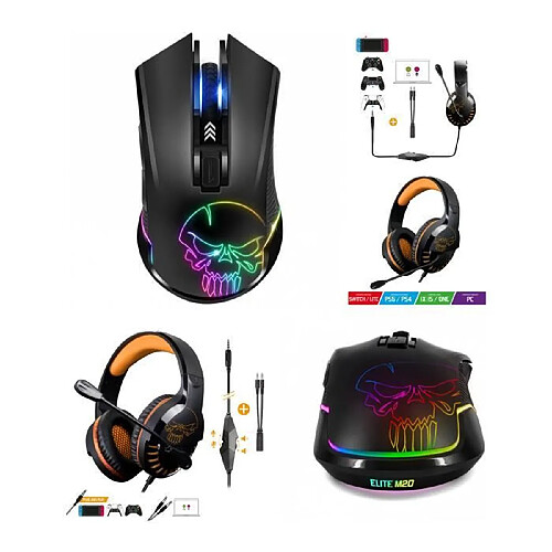 SOURIS GAMER SAN FIL 2.4GHZ 6 BOUTONS 4800dpi + Casque SPIRIT OF GAMER PRO Multi plateformes