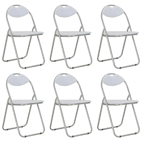 vidaXL Chaises pliantes à manger lot de 6 blanc similicuir