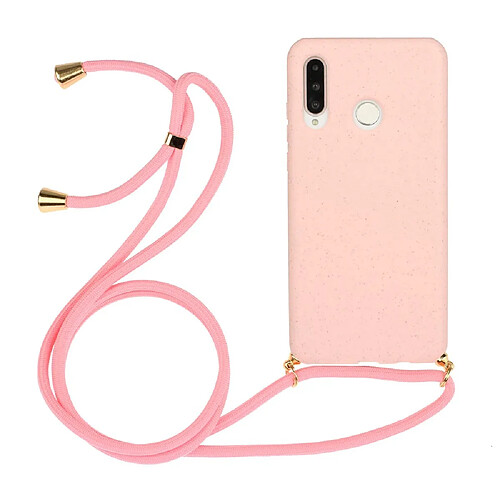 Coque en TPU la paille de blé avec dragonne rose pour votre Huawei P30 Lite