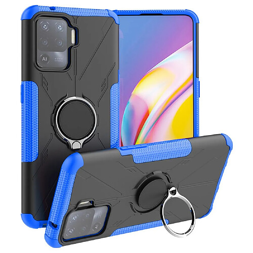 Coque en TPU anti-chocs avec béquille pour votre Oppo A94/F19 Pro/Reno5 F - bleu