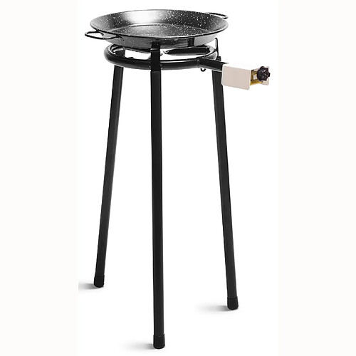 Set Paella Brûleur à Gaz 30cm + Poêle à Paella Émaillée 38cm + Support à 3 Pieds, , Noir, Briebe, MINI