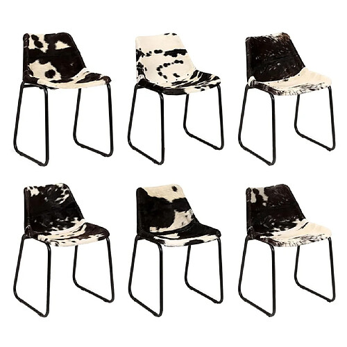 Maison Chic Lot de 6 Chaises à manger,Chaise pour cuisine cuir véritable de chèvre -MN82743